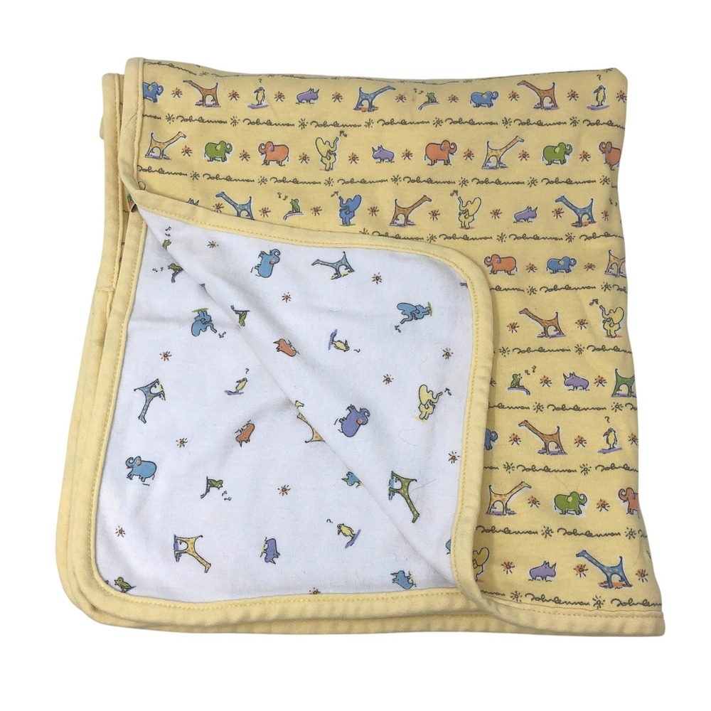Vintage Carters John Lennon Yoko Ono Real Love Baby Blanket Yellow 1999 - Damage